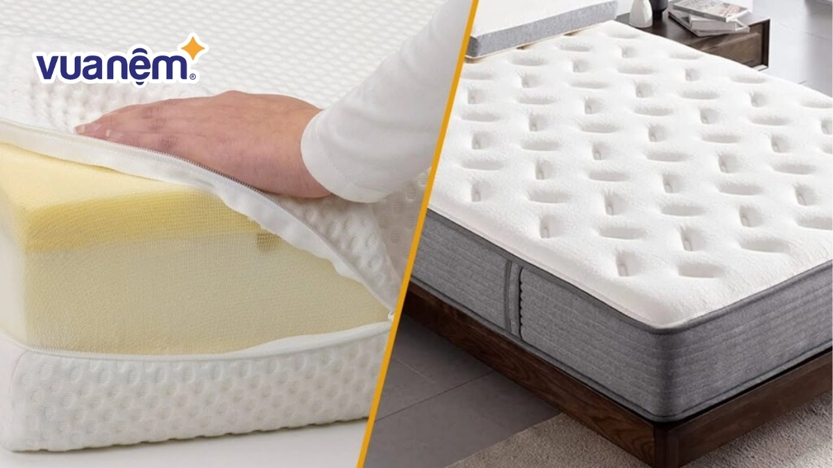 So sánh memory foam với latex và lò xo trên bàn
