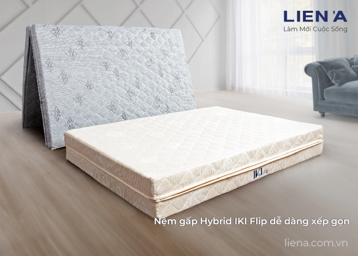 nệm latex Liên Á và hybrid Dunlopillo đặt cạnh nhau