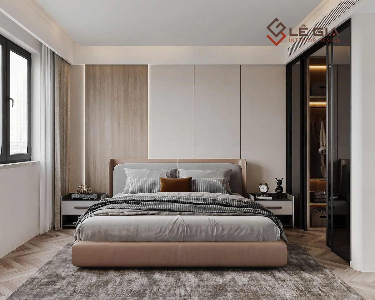 Bộ panel bọc đầu giường dán tường hiện đại