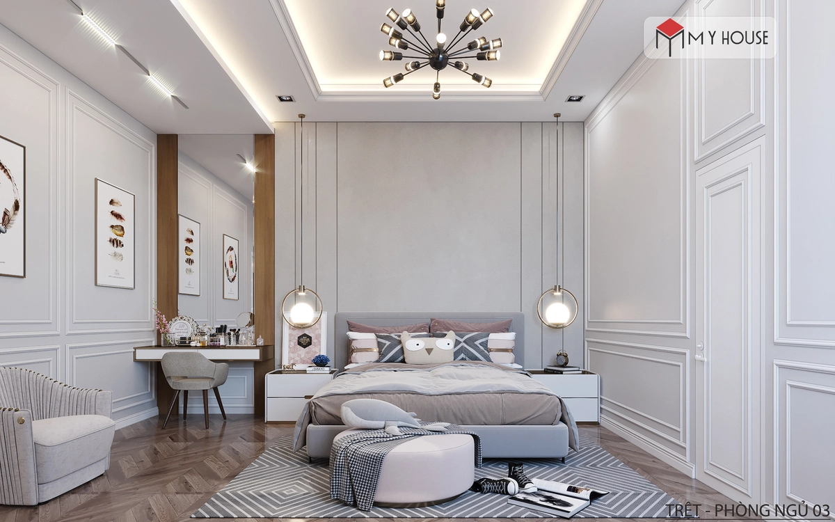 phòng ngủ ấm cúng với nệm Đông Á Gold đã trải ga
