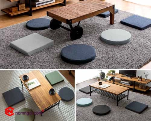 đệm bệt tròn đồng màu hài hòa nội thất