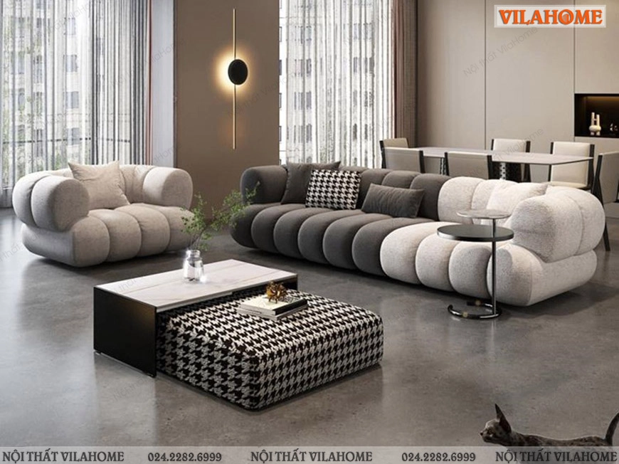 đệm bệt tròn trưng bày tại cửa hàng nội thất