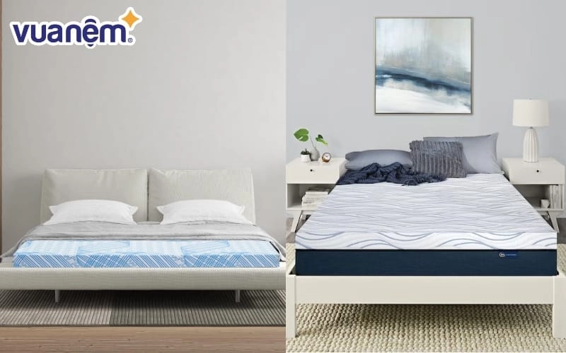 so sánh nệm mới và nệm xẹp lõm Kim Cương
