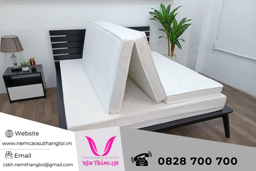 phòng nhỏ với nệm cao su bông gấp 3