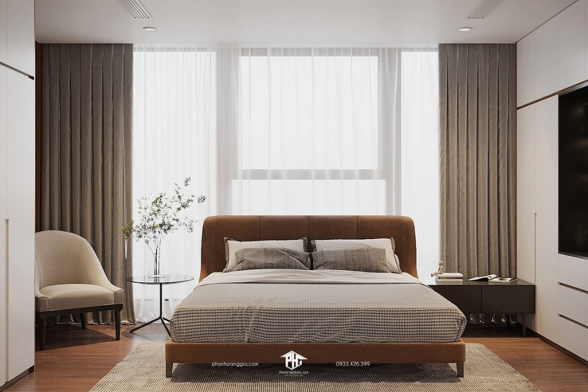 Phòng ngủ tối giản với nệm bông ép hỗ trợ sức khòe